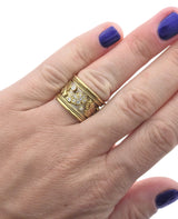 Elizabeth Gage Diamond Gold Wide Band Ring