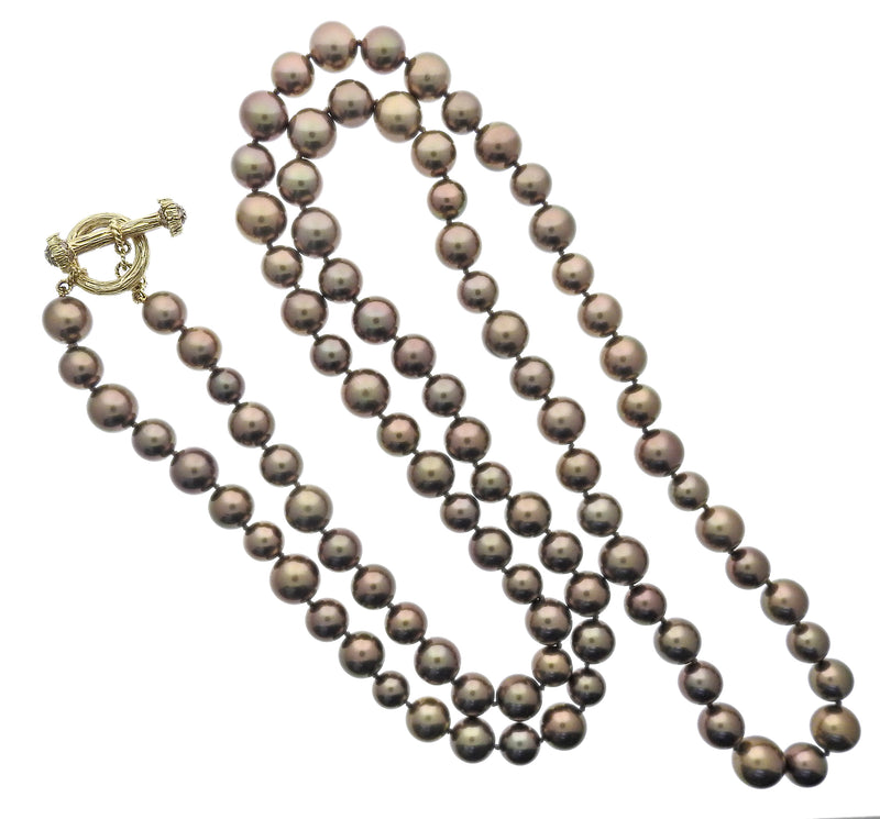 Mish NY Chocolate Pearl Diamond Gold Necklace