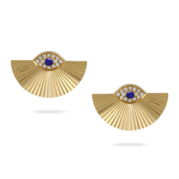 Doves Doron Paloma Diamond Gold Lapis Earrings