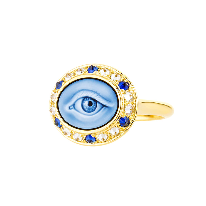 Ana Katarina Eye Love Mini Diamond Sapphire Ring - Oak Gem