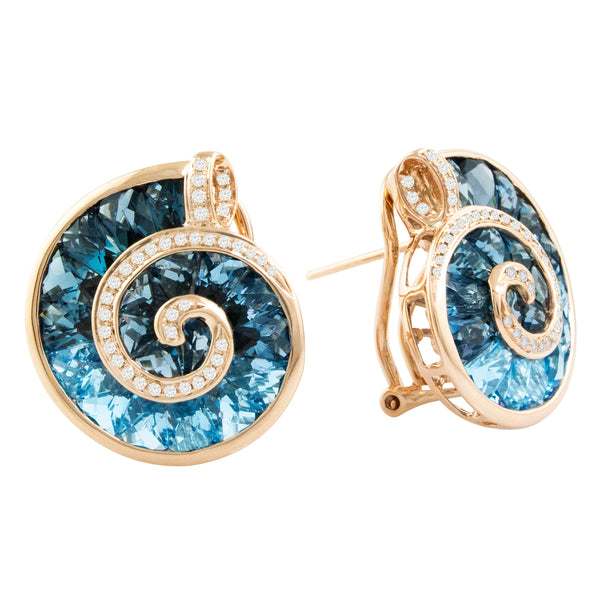 Bellarri The Cove Blue Topaz Diamond Gold Earrings