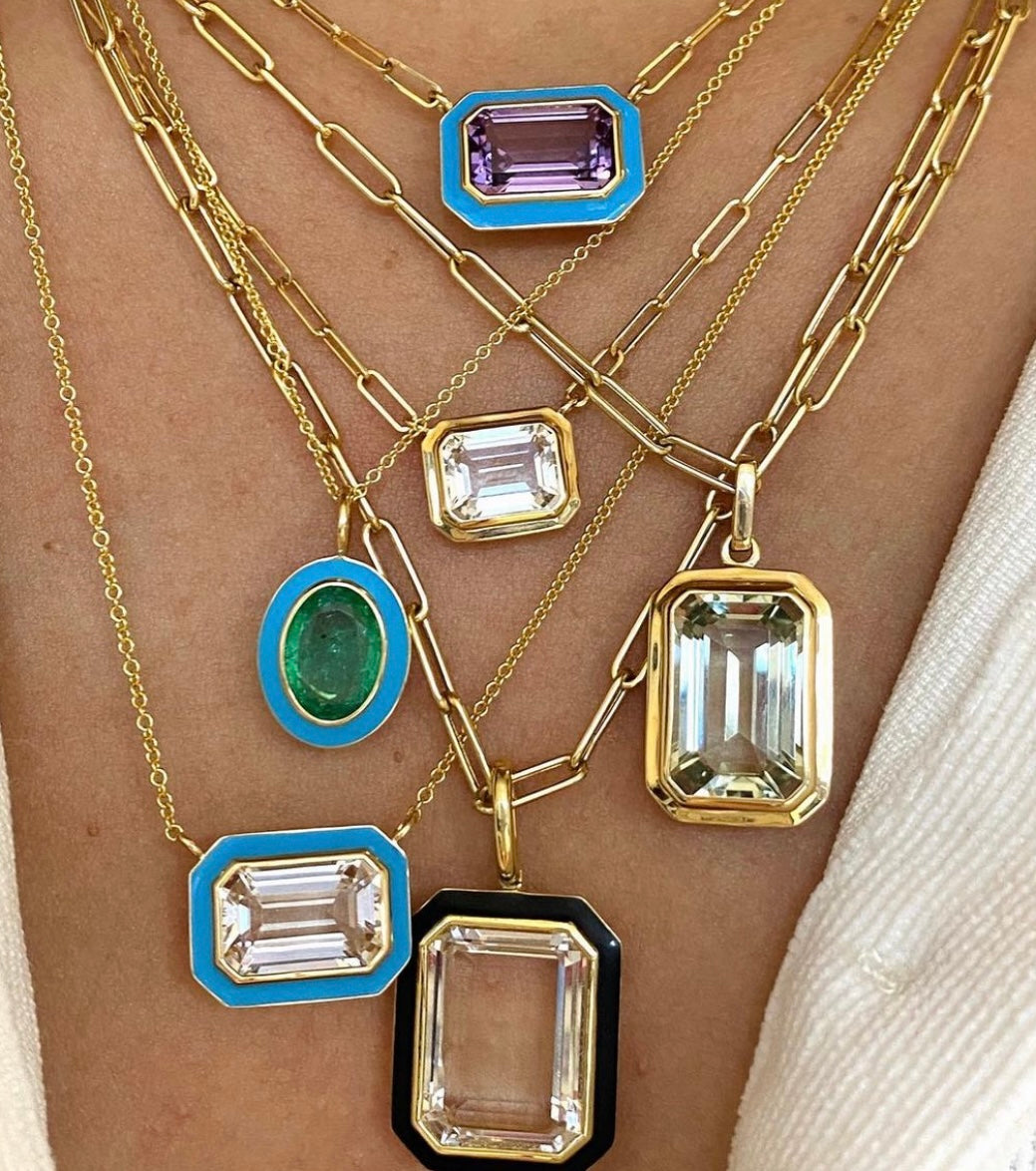 Goshwara Queen London Blue Topaz Enamel Necklace
