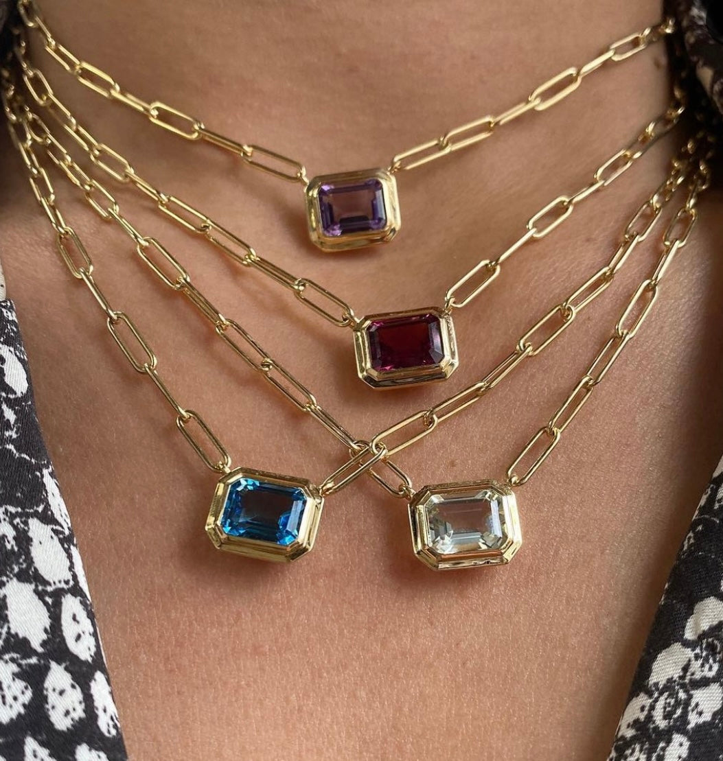 Goshwara Manhattan Garnet Gold Link Necklace