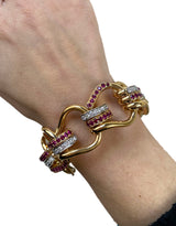 Seaman Schepps Mousetrap Ruby Diamond Gold Bracelet