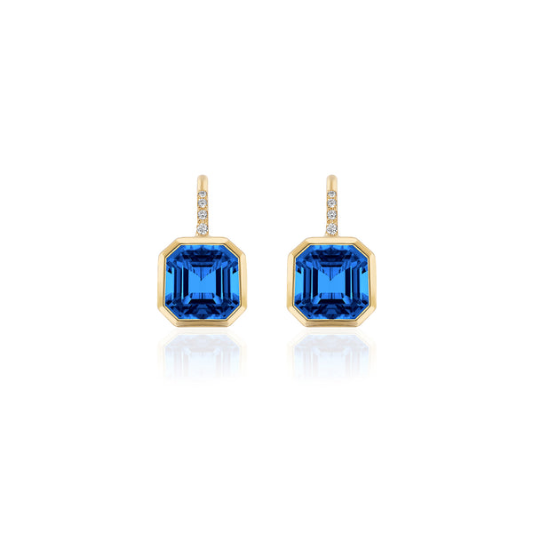 Goshwara Gossip London Blue Topaz Diamond Gold Earrings