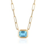 Goshwara Manhattan Blue Topaz Gold Link Necklace
