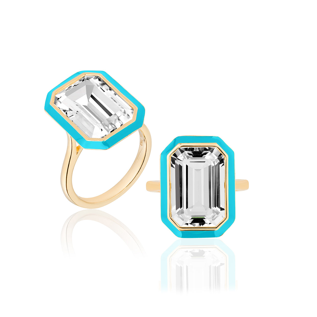 Goshwara Queen Rock Crystal Enamel Cocktail Ring
