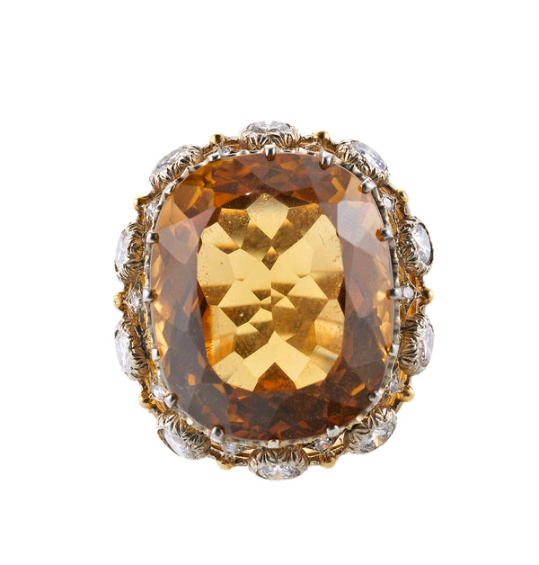 Buccellati Diamond Citrine Gold Cocktail Ring