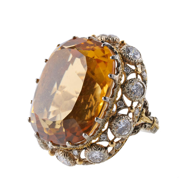Buccellati Diamond Citrine Gold Cocktail Ring