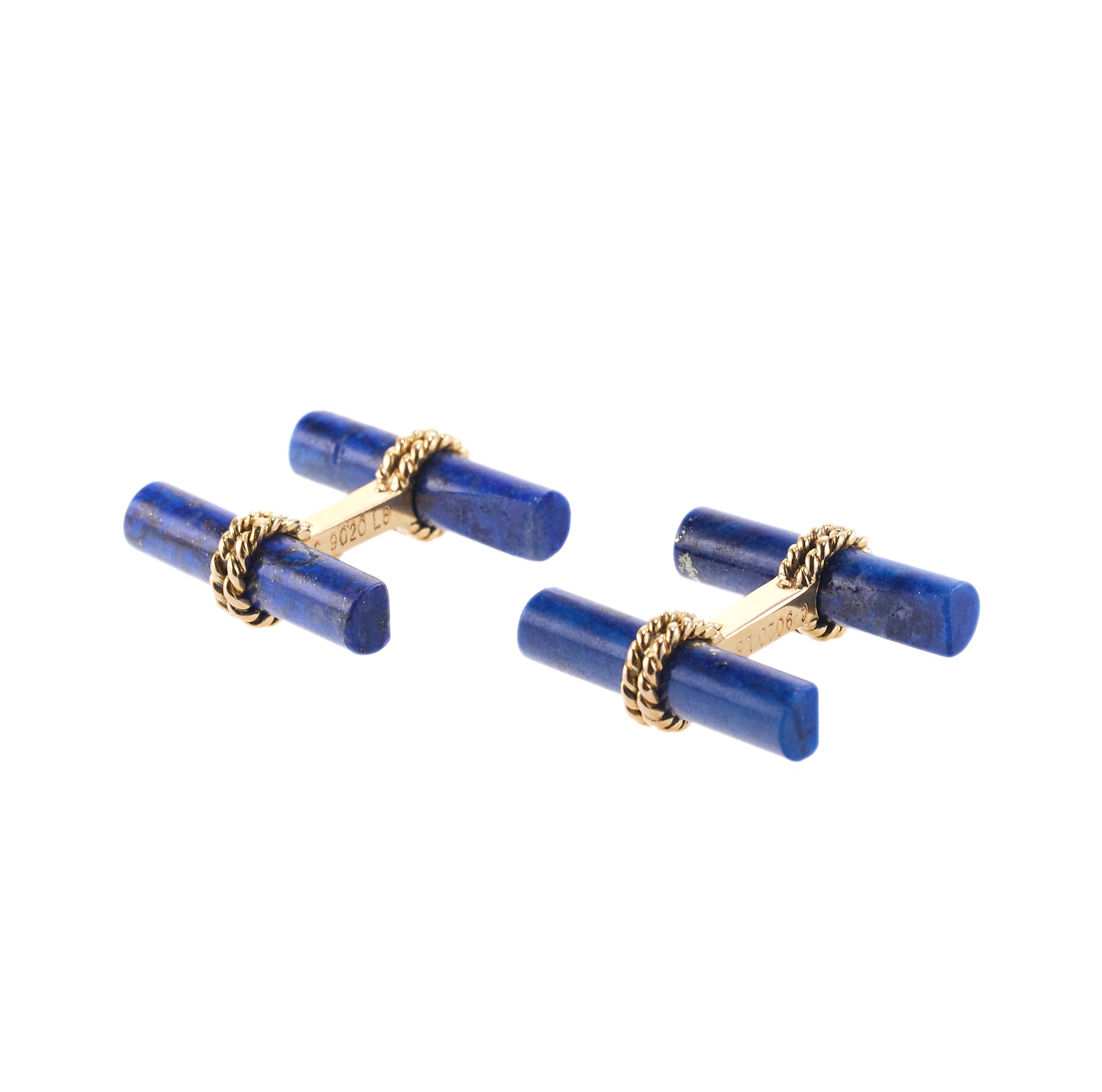 Van Cleef & Arpels Lapis Gold Bar Cufflinks