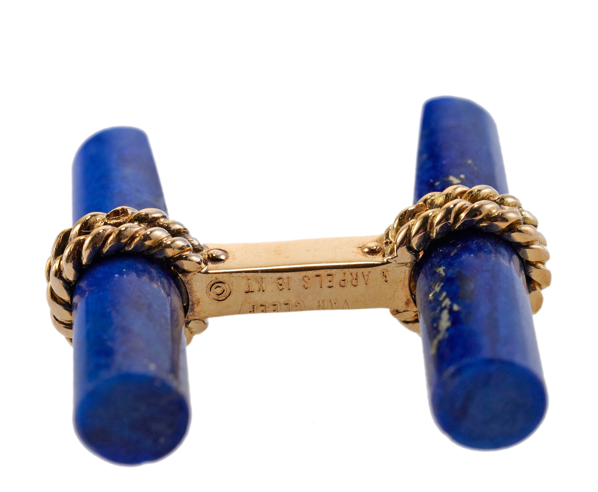 Van Cleef & Arpels Lapis Gold Bar Cufflinks