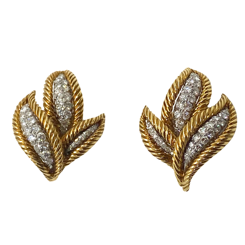 David Webb 18k Gold Platinum 1.75ct Diamond Earrings