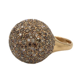 Modern Diamond 18k Gold Ball Dome Ring
