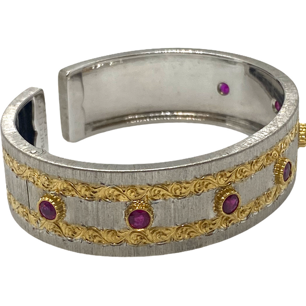 Vintage M. Buccellati 18k Gold Ruby Cuff Bracelet