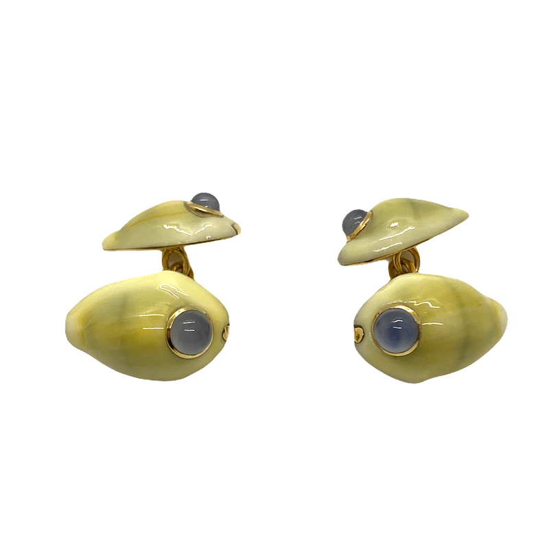 Trianon Shell Gemstone Gold Cufflinks