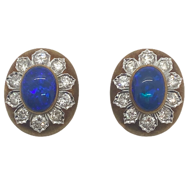 Buccellati Black Opal Diamond Gold Earrings