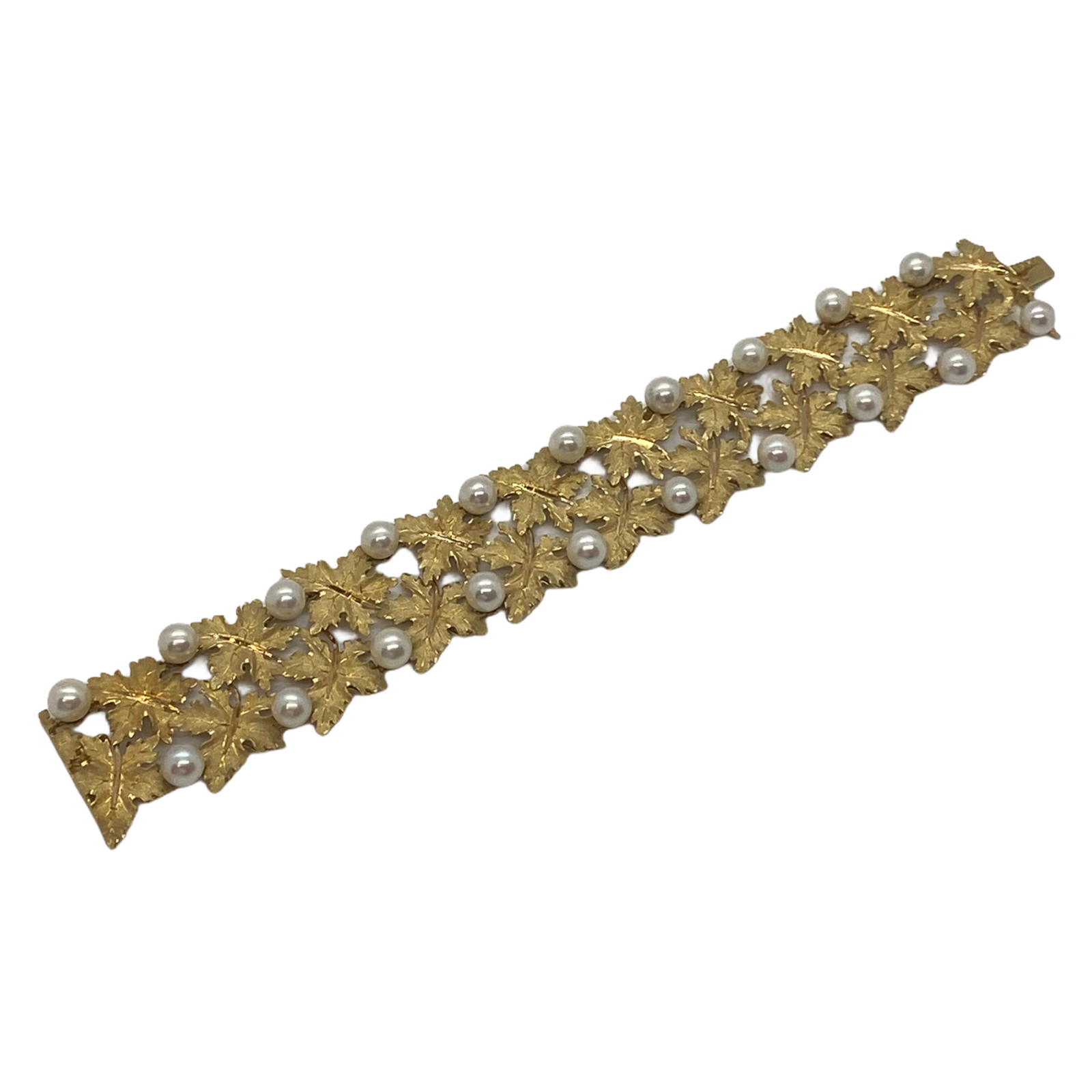 Buccellati Pearl 18k Gold Leaf Motif Bracelet