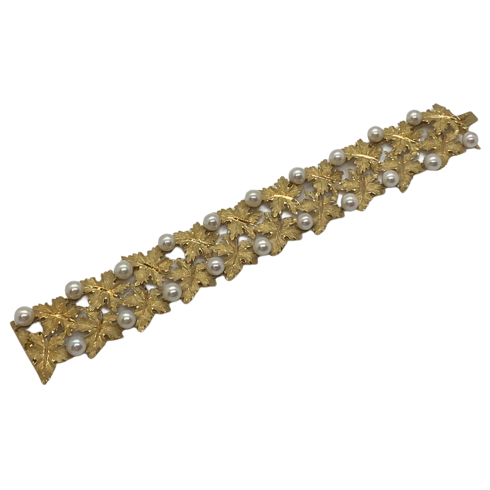 Buccellati Pearl 18k Gold Leaf Motif Bracelet