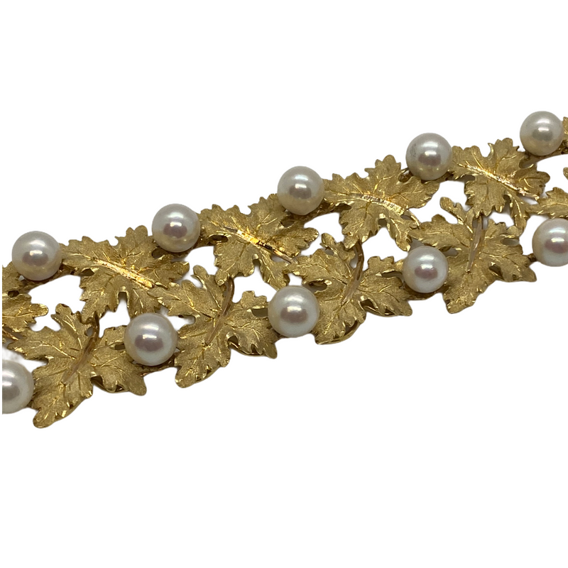 Buccellati Pearl 18k Gold Leaf Motif Bracelet