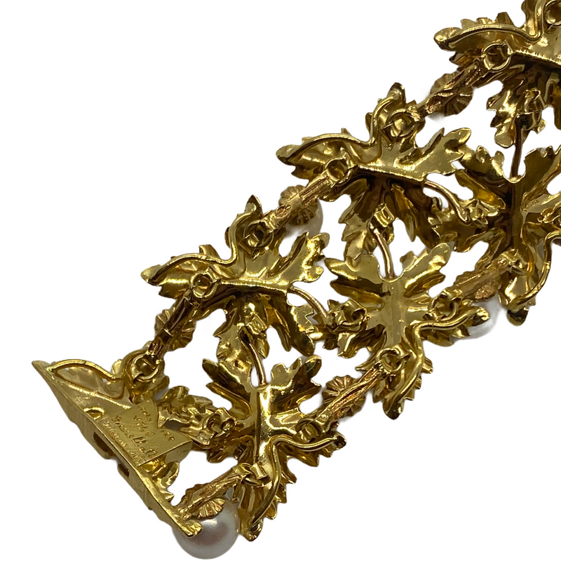 Buccellati Pearl 18k Gold Leaf Motif Bracelet