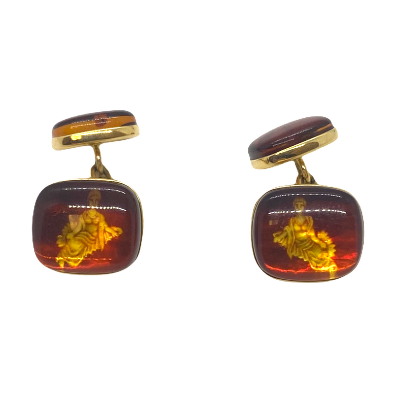 Trianon Amber 18k Gold Virgo Zodiac Sign Cufflinks
