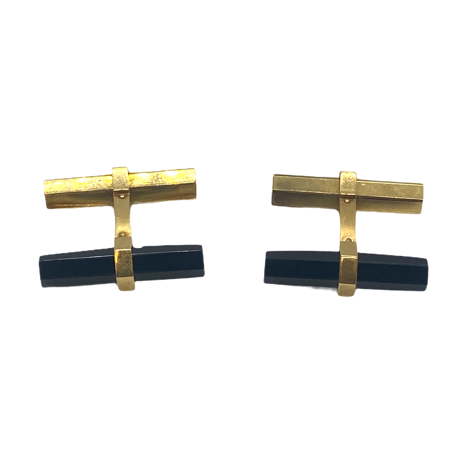 Classic Cartier Paris Onyx and 18k Gold Cufflinks