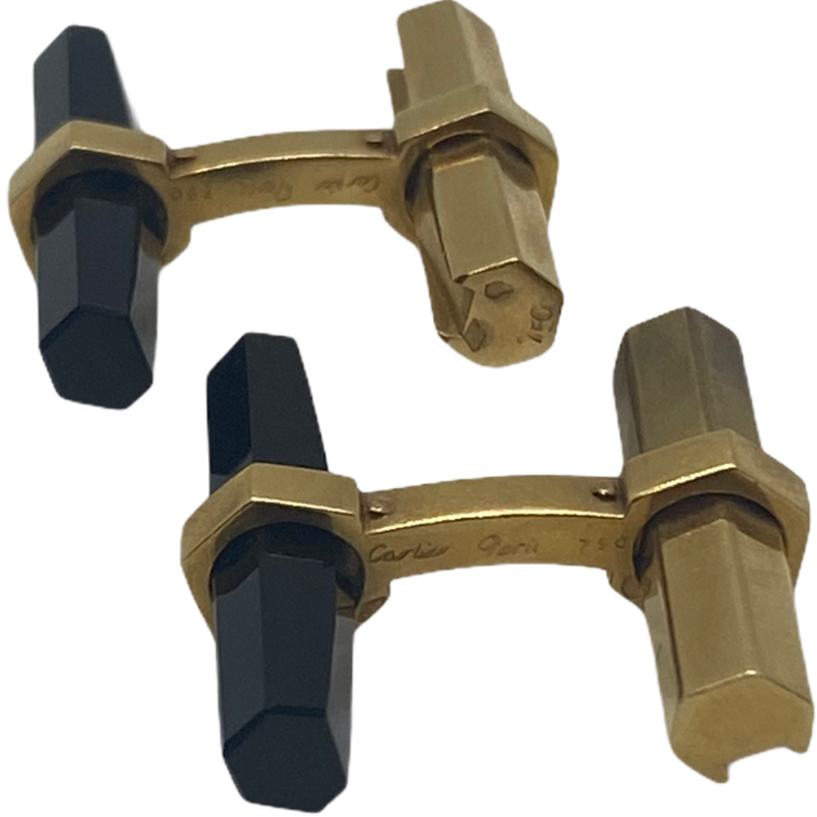 Classic Cartier Paris Onyx and 18k Gold Cufflinks