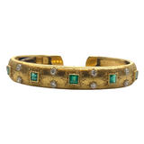 Buccellati Emerald Diamond 18k Gold Cuff Bracelet