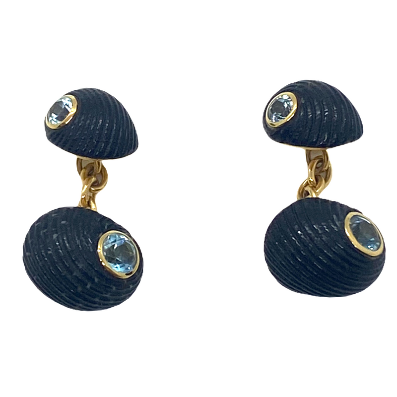 Trianon Aquamarine Shell 18k Gold Cufflinks