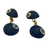 Trianon Aquamarine Shell 18k Gold Cufflinks