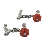 Chantecler Carved Coral Diamond Gold Cufflinks