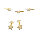 Trianon Carved Crystal Diamond Gold Star Cufflinks Stud Dress Set