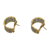 Buccellati 18k Two Color Gold Diamond Emerald Ruby Hoop Earrings