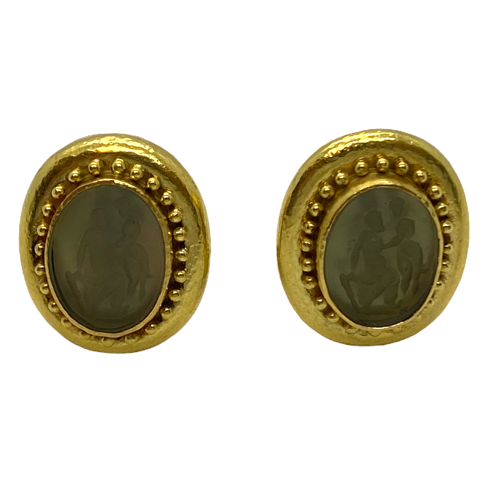Elizabeth Locke Gold Venetian Glass Intaglio Earrings