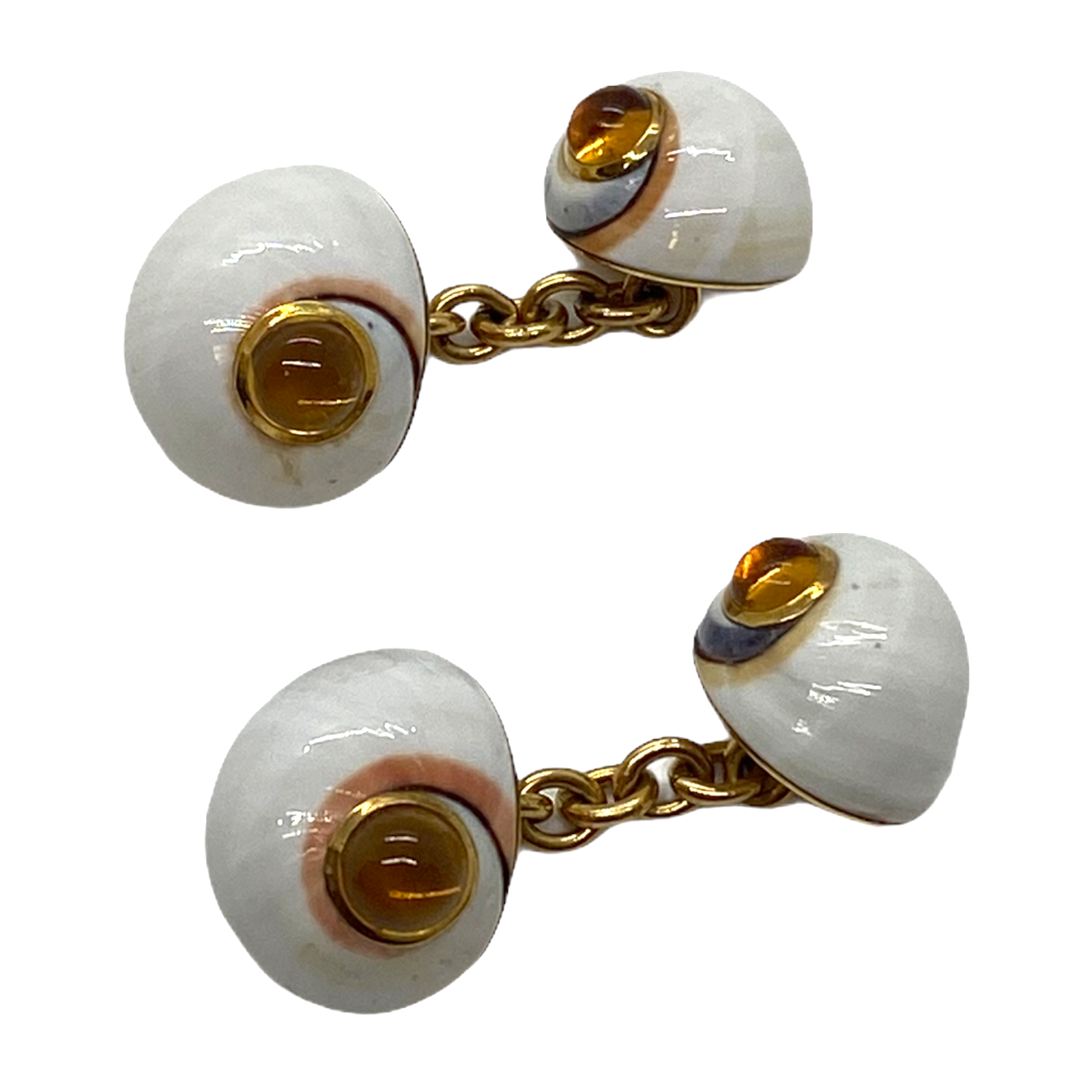 Trianon Shell Citrine Cabochon Gold Cufflinks
