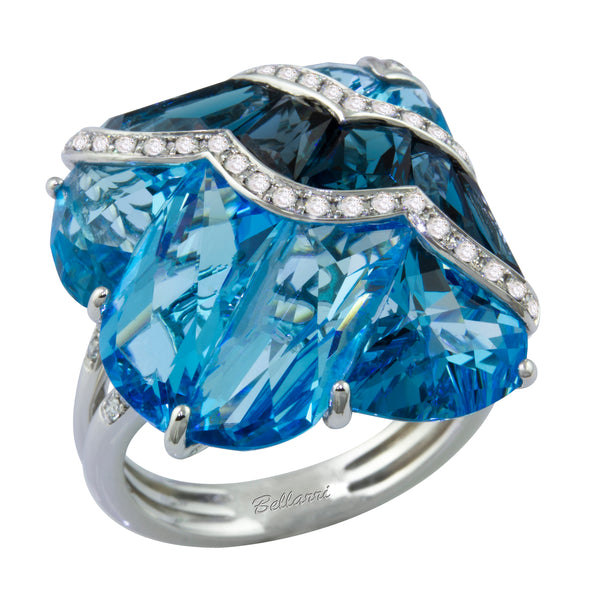 Bellarri Fresco Blue Topaz Diamond Gold Ring