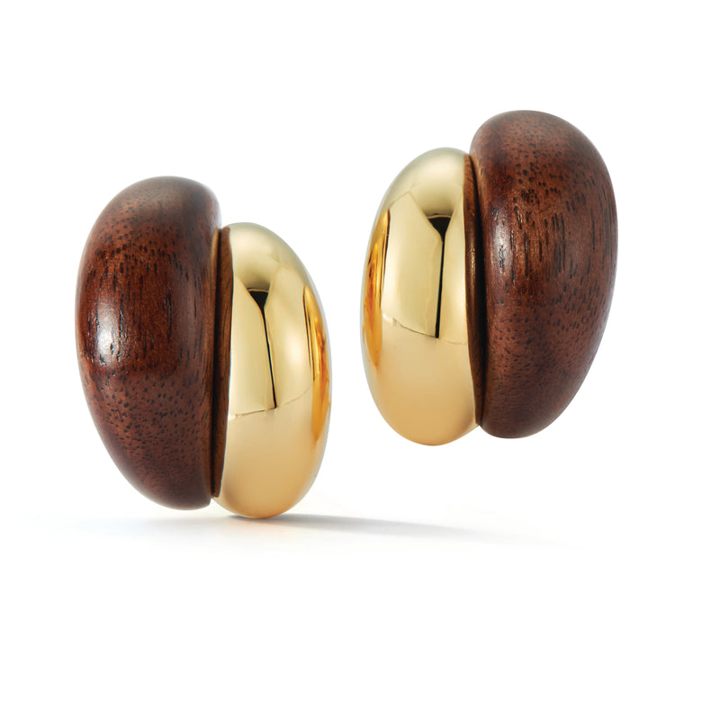 Seaman Schepps Silhouette Wood Gold Earrings - Oak Gem