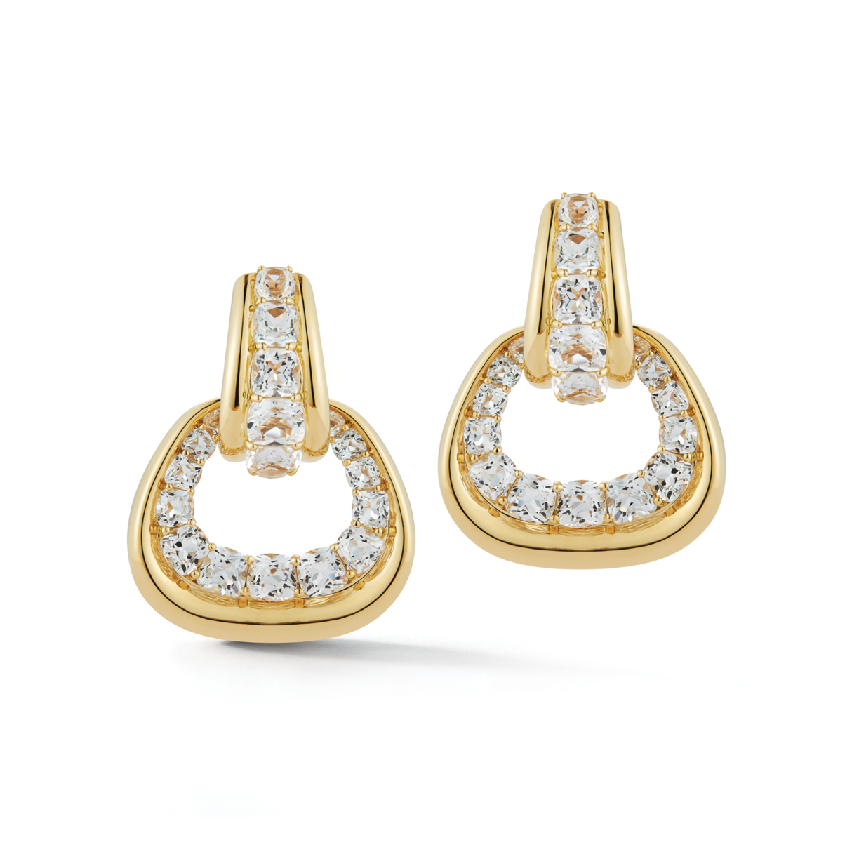Seaman Schepps Madison White Topaz Gold Buckle Earrings