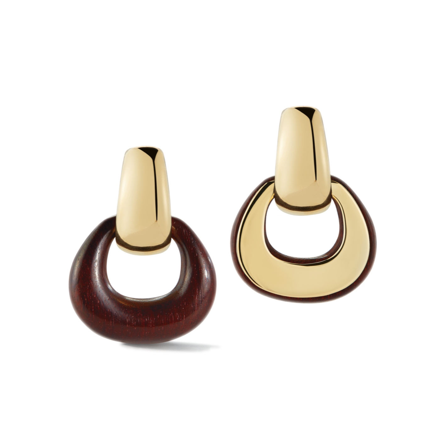 Seaman Schepps Madison Reversible Wood Gold Buckle Earrings