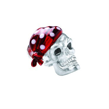 Deakin & Francis Ruby Red Bandana Sterling Silver Skull Lapel Pin - Oak Gem