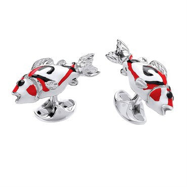 Deakin & Francis Enamel Sterling Silver Koy Fish Cufflinks - Oak Gem