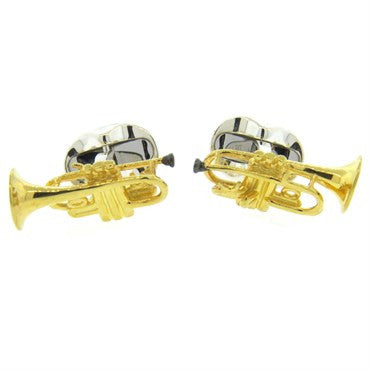 Deakin & Francis Enamel Sterling Silver Trumpet Cufflinks - Oak Gem