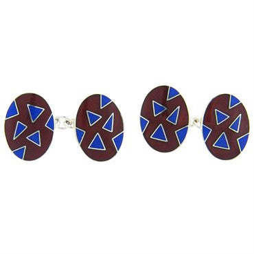 Deakin & Francis Enamel Sterling Silver Cufflinks - Oak Gem