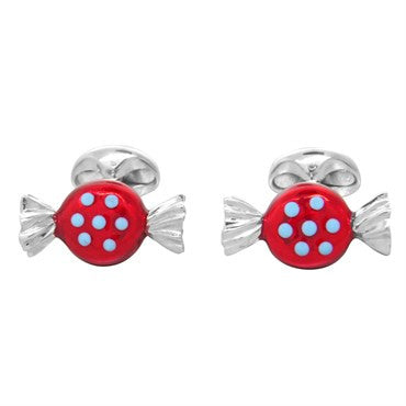 Deakin & Francis Sterling Silver Round Sweet Candy Enamel Cufflinks - Oak Gem