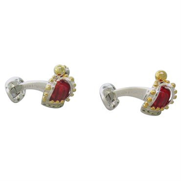 Deakin & Francis Enamel Sterling Silver Crown Cufflinks - Oak Gem
