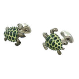 Deakin & Francis Sterling Silver Sapphire Enamel Turtle Cufflinks - Oak Gem