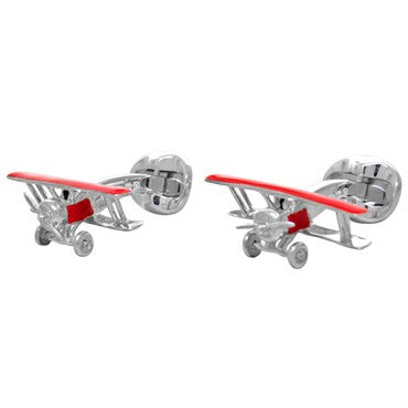 Deakin & Francis Enamel Silver Biplane Cufflinks - Oak Gem