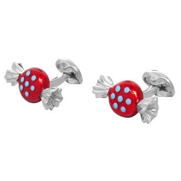 Deakin & Francis Sterling Silver Round Sweet Candy Enamel Cufflinks - Oak Gem