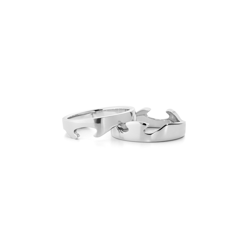 Georg Jensen Fusion White Gold Puzzle Ring Set #1367 A
