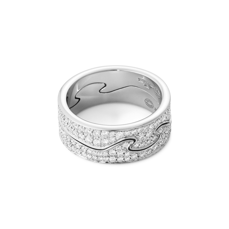 Georg Jensen Fusion White Gold Diamond Puzzle Ring Set #1368 A